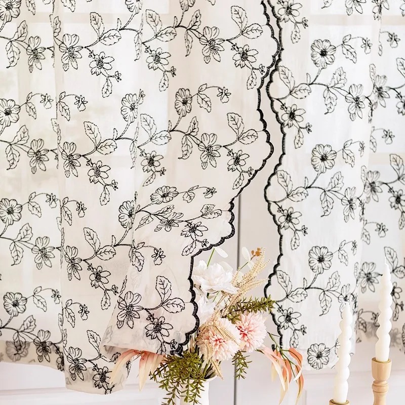 French Retro Lace Gauze Curtai - Home Fragrance In French のレビューと価格