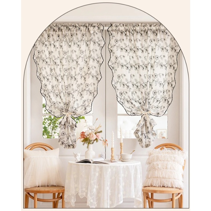 French Retro Lace Gauze Curtai - Home Fragrance In French のレビューと価格
